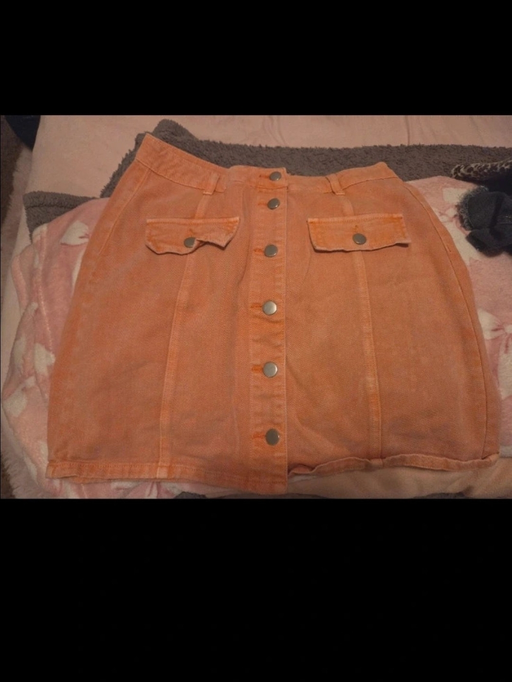Cider Orange Corduroy Button-Front Mini Skirt
